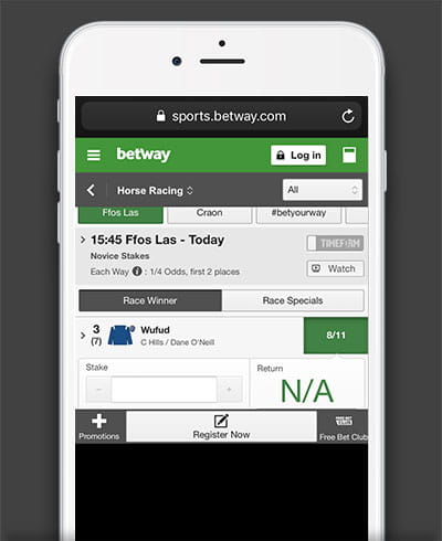 The betslip on the Betway mobile app