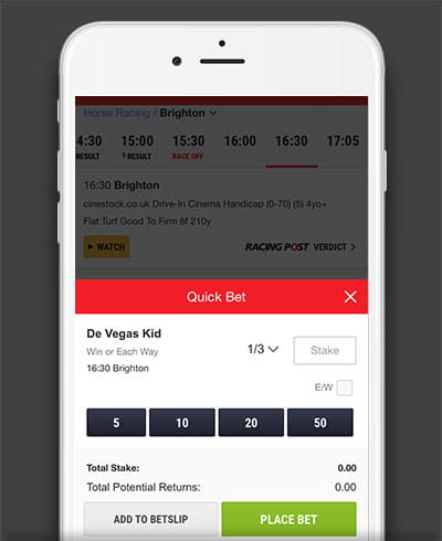 Step two of the bet placement process on Ladbrokes mobile app