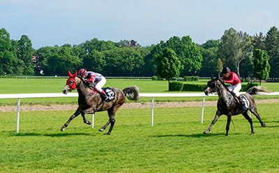 A modern Ladbrokes Trophy race with two horses running