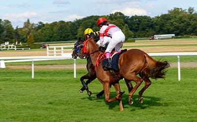 A modern Lockinge Stakes race, with two horses battling
