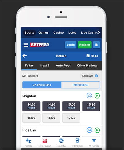 The home directory of the Betfred mobile horse racing