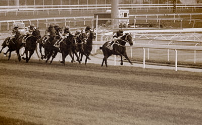 A Coral Eclipse vintage race in black and white