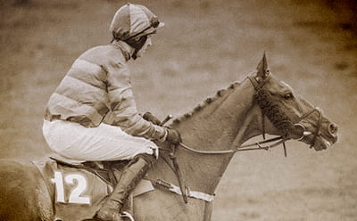 A jockey riding his horse at a vintage Dante Festival