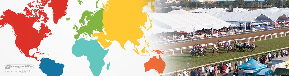 The Durban July event with a map of the world overlayed