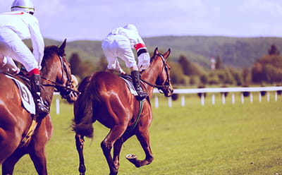 A vintage Haydock Sprint Cup race with two horses running