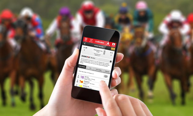 A mobile user of the Ladbrokes betting app