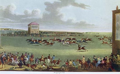 A vintage painting of Newmarket Racecourse