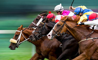 A modern race at Pontefract with horses running