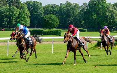 A modern St Leger race with horses running