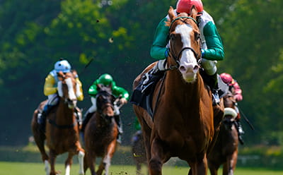 A modern St Leger race with horses running