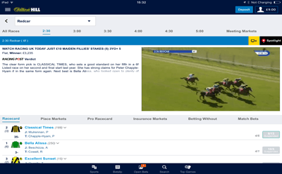 William Hill Horse Racing Live Stream on Mobile
