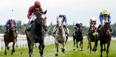 Roaring Lion horse running in a race