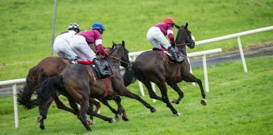 three horses racing